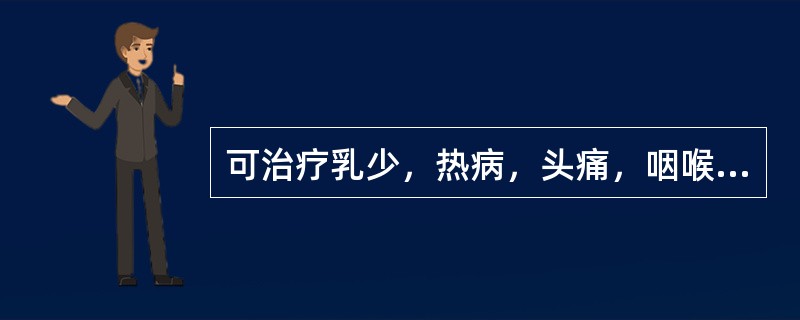 可治疗乳少，热病，头痛，咽喉肿痛的穴位是A、少冲B、关冲C、少泽D、听宫E、支正