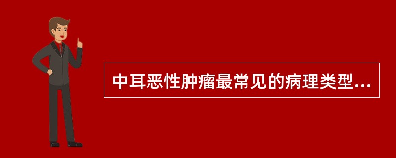 中耳恶性肿瘤最常见的病理类型为哪一型 ( )A、腺癌B、鳞状细胞癌C、耵聍腺癌D