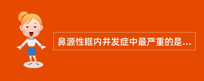 鼻源性眶内并发症中最严重的是 ( )A、球后视神经炎B、眶壁骨膜下脓肿C、眶内炎