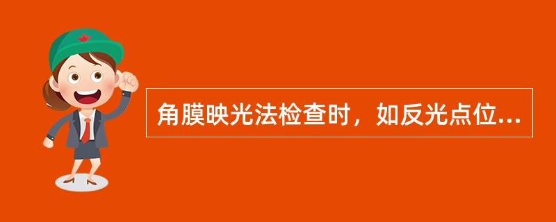 角膜映光法检查时，如反光点位于瞳孔缘与角膜缘中间，提示斜视角约A、15°～20°