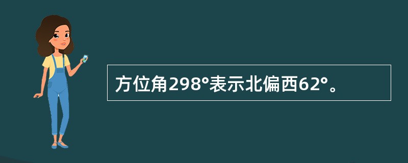 方位角298°表示北偏西62°。