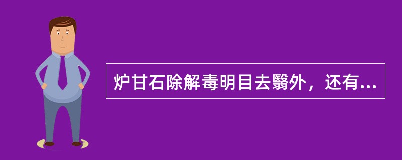 炉甘石除解毒明目去翳外，还有的功效是（）。