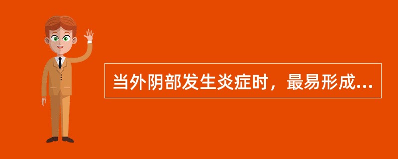 当外阴部发生炎症时，最易形成囊肿的部位是（）。当外阴部受到损伤时，最易形成血肿的