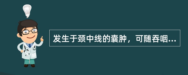 发生于颈中线的囊肿，可随吞咽活动，最应该考虑为（）。