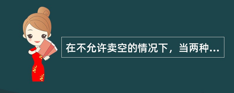 在不允许卖空的情况下，当两种证券相关系数为（）时，可以按适当比例买入这两种风险证