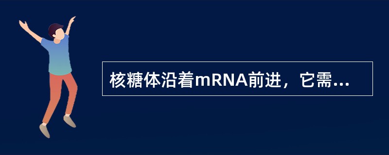 核糖体沿着mRNA前进，它需要另一个延伸因子（），这一步需要（）的水解。当核糖体