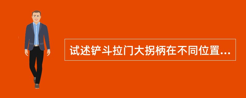 试述铲斗拉门大拐柄在不同位置时，力矩的大小以及与开斗的关系？
