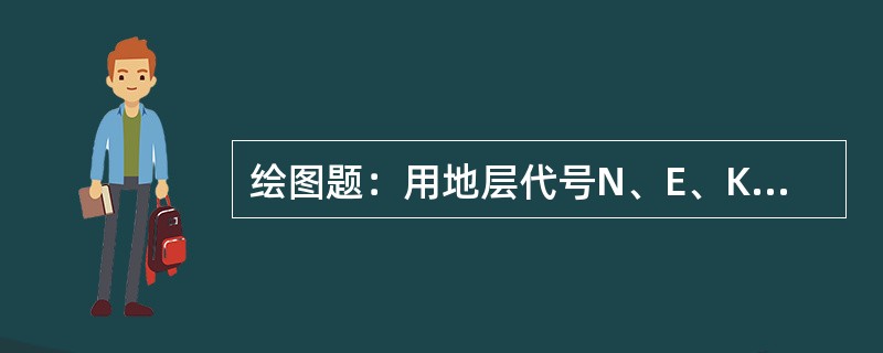 绘图题：用地层代号N、E、K绘制背斜及向斜构造剖面示意图。