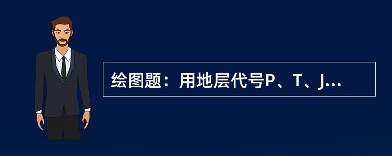 绘图题：用地层代号P、T、J地层代号绘制隔槽式褶皱平面图。