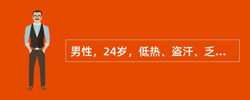 男性，24岁，低热、盗汗、乏力6个月，咳嗽痰中带血，诊断考虑（）