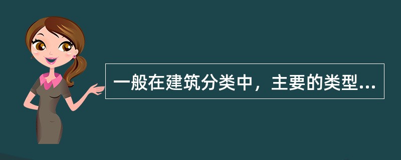 一般在建筑分类中，主要的类型有居住建筑、工业建筑与（）。