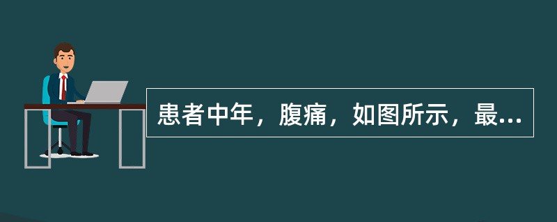 患者中年，腹痛，如图所示，最可能诊断为（）