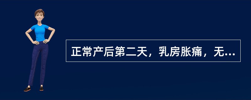 正常产后第二天，乳房胀痛，无红肿，伴低热。首选的护理措施为（）