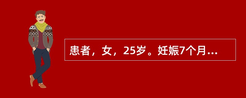 患者，女，25岁。妊娠7个月，发热、腰痛伴恶心、呕吐、尿频、尿急、尿痛1天。查体