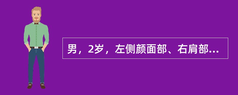 男，2岁，左侧颜面部、右肩部肿块，疼痛，结合图像，最可能的诊断是（）