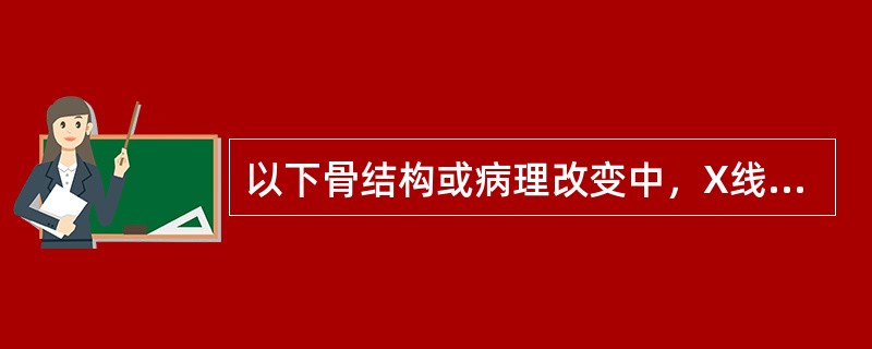 以下骨结构或病理改变中，X线或CT上表现为低密度的是（）