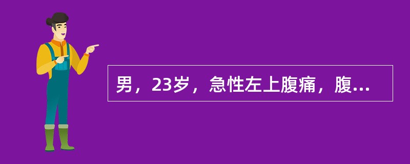 男，23岁，急性左上腹痛，腹胀，结合图像，最可能的诊断是()