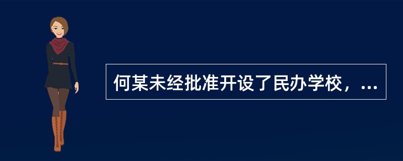 何某未经批准开设了民办学校，县教育局以其非法办学为由，查封了其开办的学校，并处以