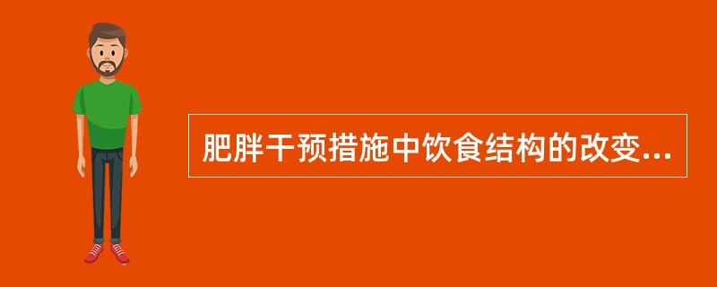 肥胖干预措施中饮食结构的改变主要采用（）。