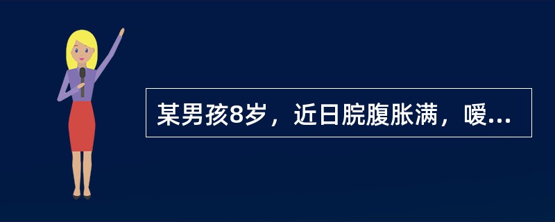 某男孩8岁，近日脘腹胀满，嗳气厌食，嗳出酸腐气味，大便不调，苔厚腻，脉滑。此属（