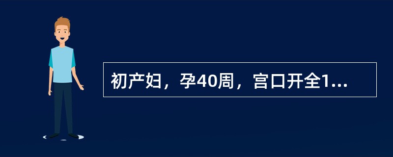 初产妇，孕40周，宫口开全1小时，胎头S3£«，羊水Ⅱ°黄染