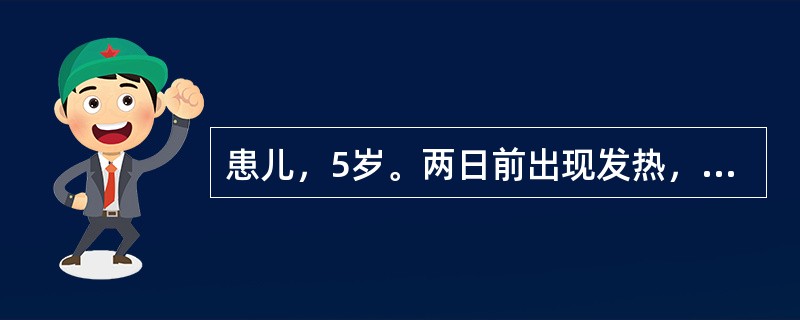 患儿，5岁。两日前出现发热，体温39.2℃，同时伴有流涕、咳嗽、流泪等上呼吸道感