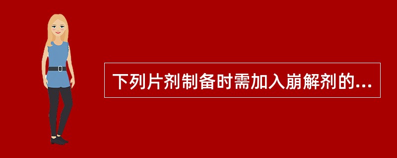 下列片剂制备时需加入崩解剂的有A、泡腾片B、长效片C、口含片D、外用溶液片E、舌