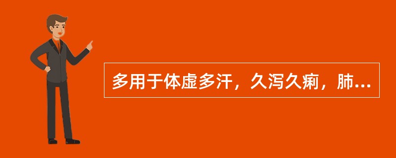 多用于体虚多汗，久泻久痢，肺虚久咳，遗精滑精，尿频遗尿等症虚无邪之滑脱不禁所致诸