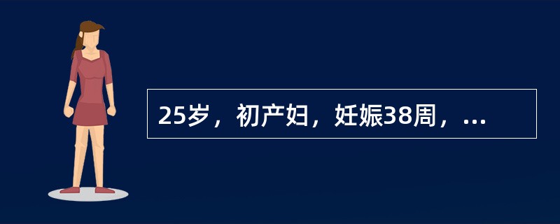 25岁，初产妇，妊娠38周，自然破膜25小时，缩宫素静滴加强宫缩中，宫缩间隔1分