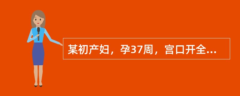 某初产妇，孕37周，宫口开全半小时频频用力，未见胎头拨露。检查：宫底部为臀，腹部
