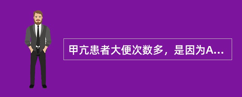 甲亢患者大便次数多，是因为A、食入纤维素过多B、甲状腺素过少C、高热D、饮水过多