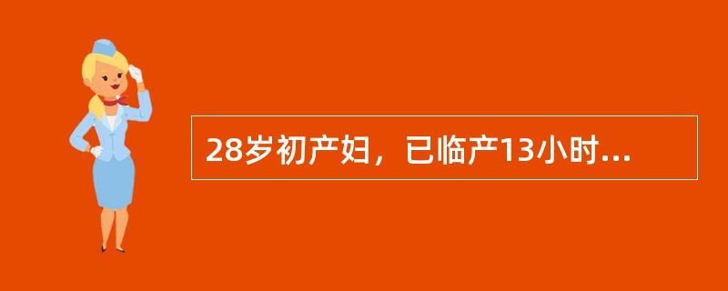 28岁初产妇，已临产13小时，肛查宫口开全1小时，先露头达坐骨棘下2cm，骨产道