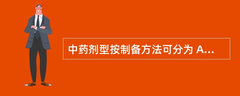 中药剂型按制备方法可分为 A．丸剂、片剂 B．液体制剂、固体制剂 C．溶液、混悬