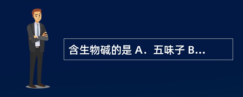 含生物碱的是 A．五味子 B．附子 C．玄参 D．当归 E．大黄