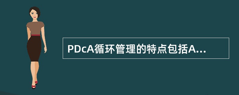 PDcA循环管理的特点包括A、大环套小环B、检查C、执行D、计划E、处理