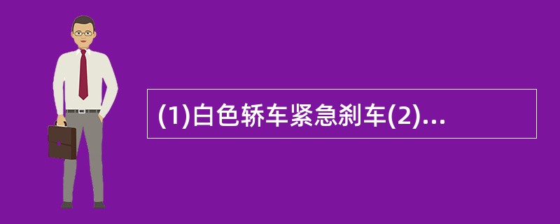 (1)白色轿车紧急刹车(2)红色轿车从东向西通过十字路口(3)红色轿车的保险杠被