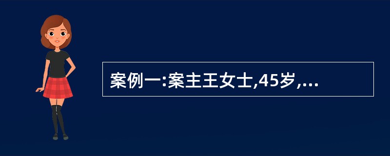 案例一:案主王女士,45岁,初中文化程度,有一个孩子正在读高中。五年前王女士和丈