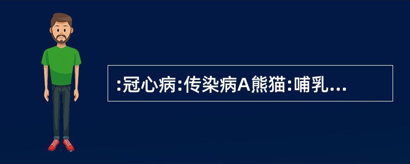 :冠心病:传染病A熊猫:哺乳动物 B鲤鱼:两栖动物C京剧:豫剧 D细菌:病毒 -