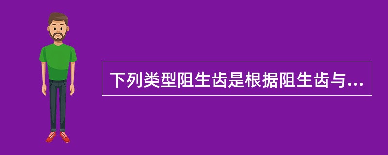 下列类型阻生齿是根据阻生齿与第二磨牙长轴的关系而分类的,但不包括