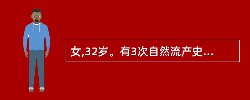 女,32岁。有3次自然流产史,近2个月月经量较前明显增多,伴面部红斑、下肢皮肤出