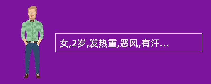 女,2岁,发热重,恶风,有汗或少汗,头痛,鼻塞,鼻流浊涕,喷嚏,咳嗽,痰稠色白或