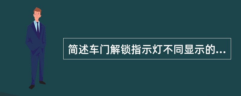 简述车门解锁指示灯不同显示的含义。