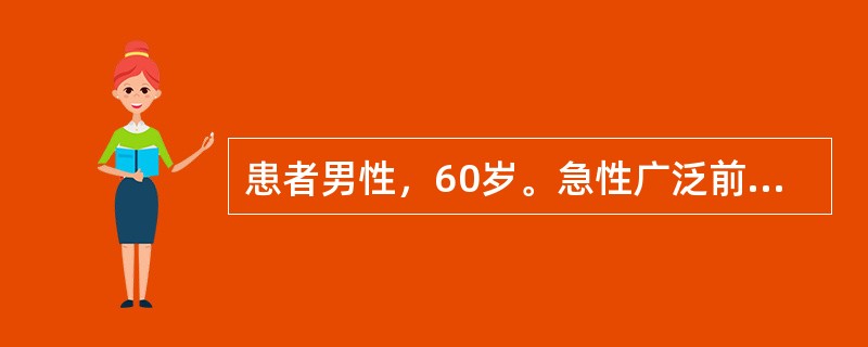 患者男性，60岁。急性广泛前壁心肌梗死2天，晕厥2次，心室率40次/分，律齐，心