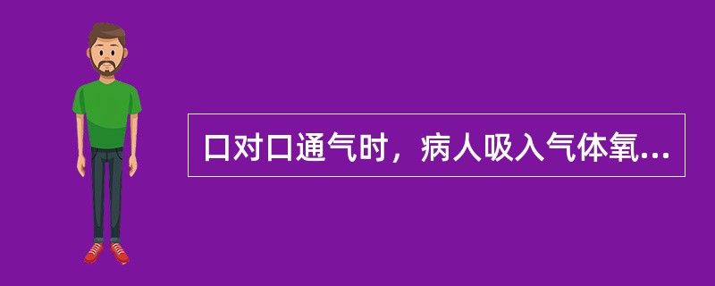 口对口通气时，病人吸入气体氧浓度约为（）。