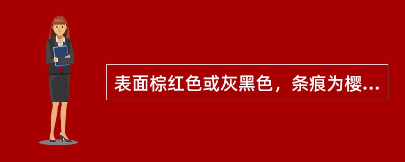 表面棕红色或灰黑色，条痕为樱桃红色或红棕色的矿物类中药是（）。