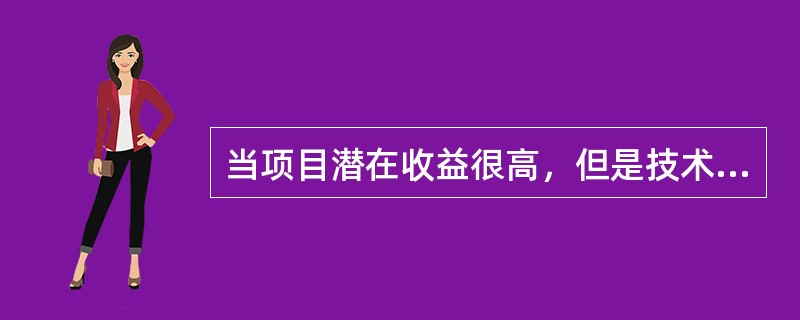 当项目潜在收益很高，但是技术开发成功的可能性较低，风险较大时,位于风险一收益气泡