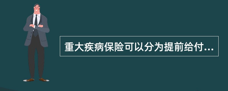 重大疾病保险可以分为提前给付型重大疾病保险．附加给付型重大疾病保险．独立主险型重