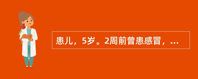 患儿，5岁。2周前曾患感冒，现觉乏力，时有胸痛，间见憋气，纳差便调，咽红咳嗽，苔