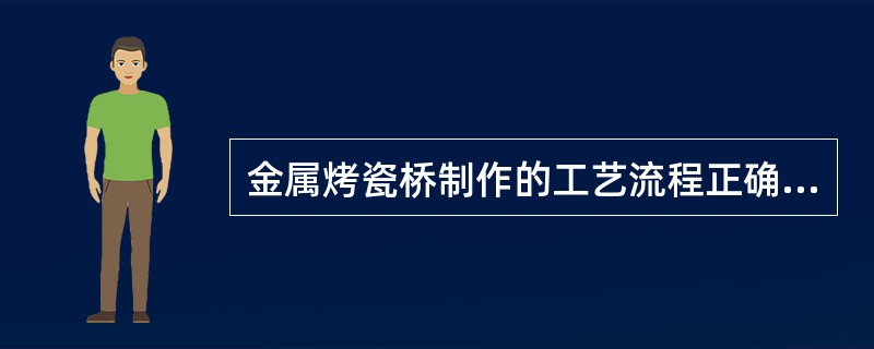 金属烤瓷桥制作的工艺流程正确的是()