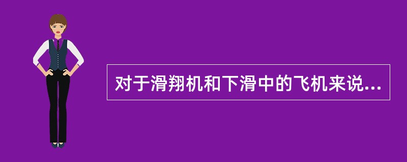 对于滑翔机和下滑中的飞机来说，升力和重力关系（）